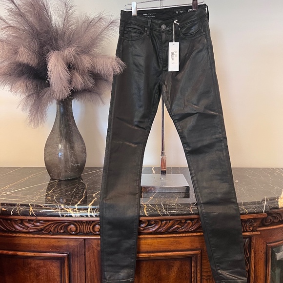 AG Faux Leather Jeans Farrah High Rise Skinny Size 26 - Picture 1 of 5